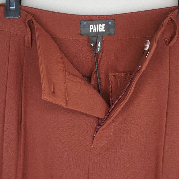 Paige Aracelli Pleated Cuff Hem Trouser Pants in Mahogany size 12 NWT - Picture 14 of 16